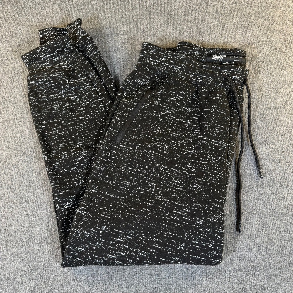 Brooklyn Cloth Mens Space Dye Knit Joggers Black White Drawstring Size M #4082